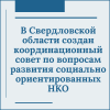 В Свердловской области создан координационный совет по вопросам развития социально ориентированных некоммерческих организаций - УралДобро